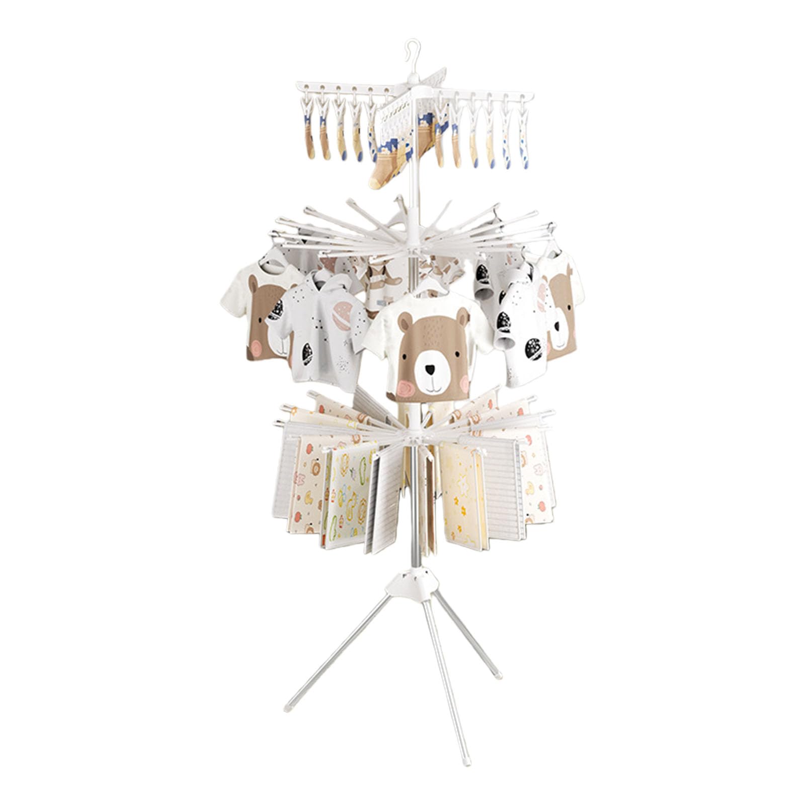 Kaeltsyn Multiple Functional 3 Rank Pliable Drying Rack Constructed of Rustless Includes Disks for Easy Motion and Fasteners for Addons Home Drying Rack