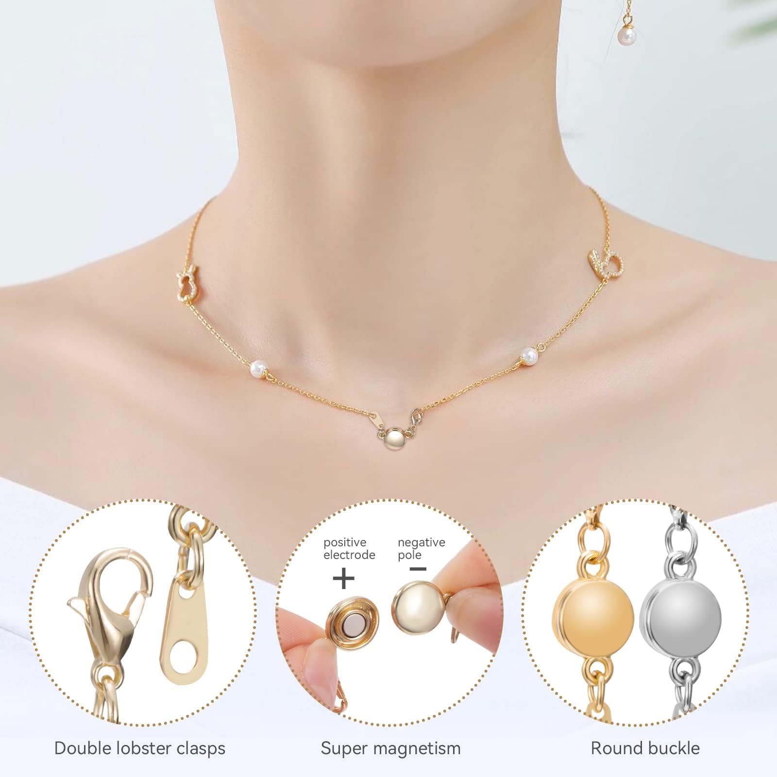 Fermoirs Magnétiques Pour Bijoux - 6 Pièces Or - Style Homard/Strass - Pour DIY Colliers/Bracelets