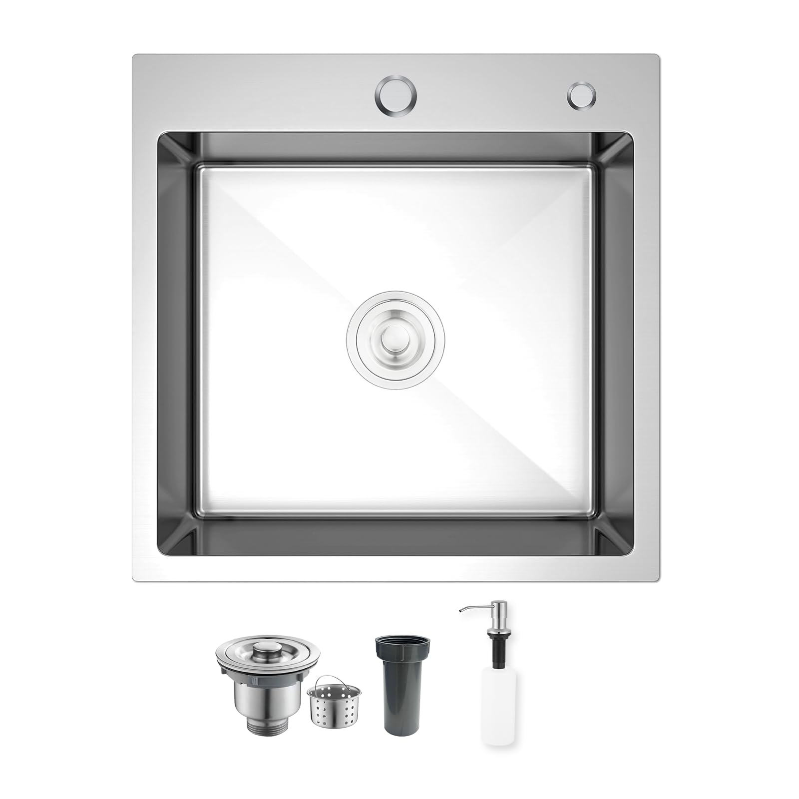 Photo 1 of 15 inch Drop In Bar Sink, 15x15" Single Bowl Topmount Stainless Steel Handmade 16 Gauge Top Counter for Wet Bar RV Outdoor Small Kitchen Sink Basin Silvery