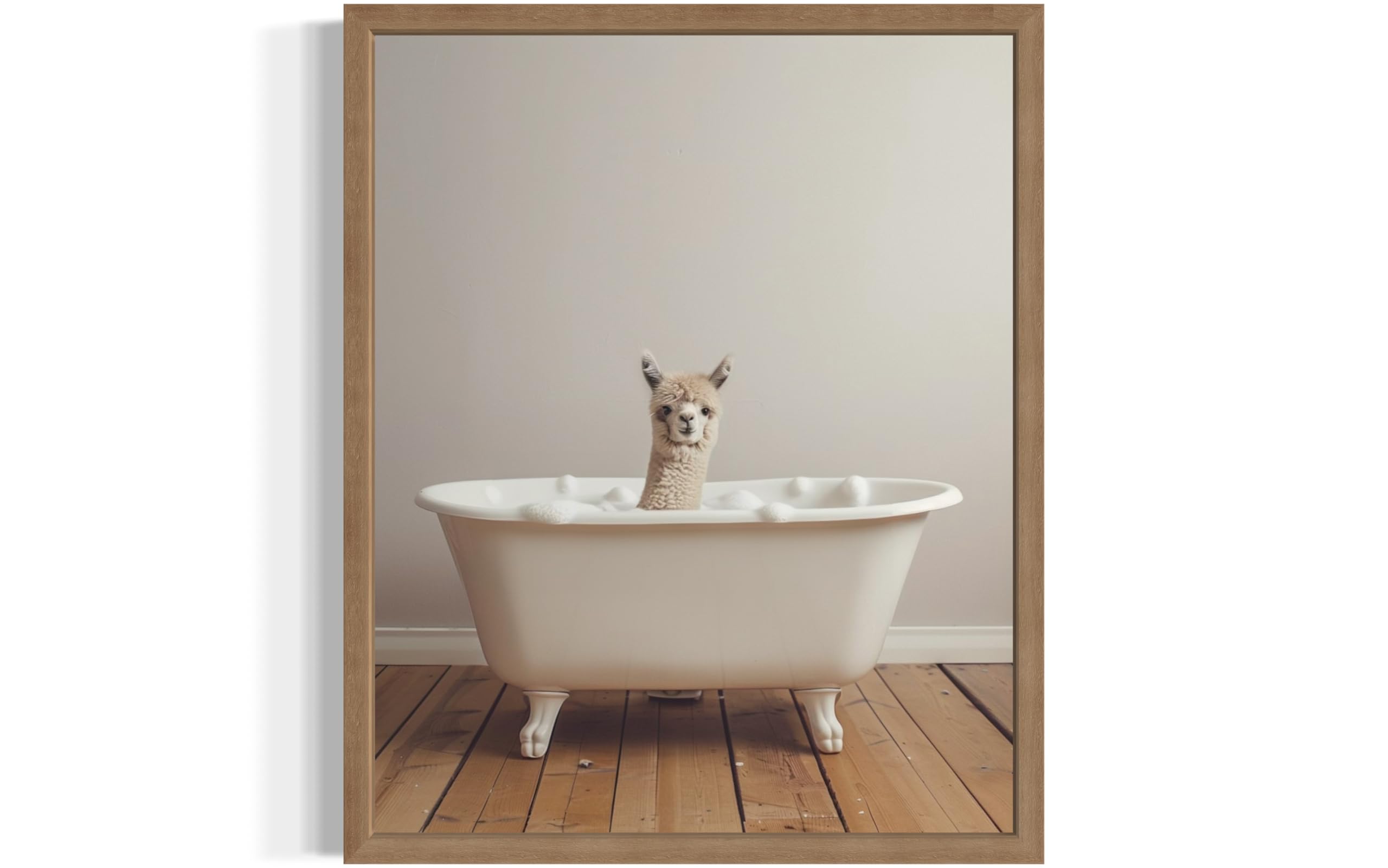 Alpaca in Bathtub Wall Art Print Poster, Bathroom Decor Posters Prints for Restroom Home Picture Painting Artwork Gallery 1 (Alpaca, 11 x 14 inches,