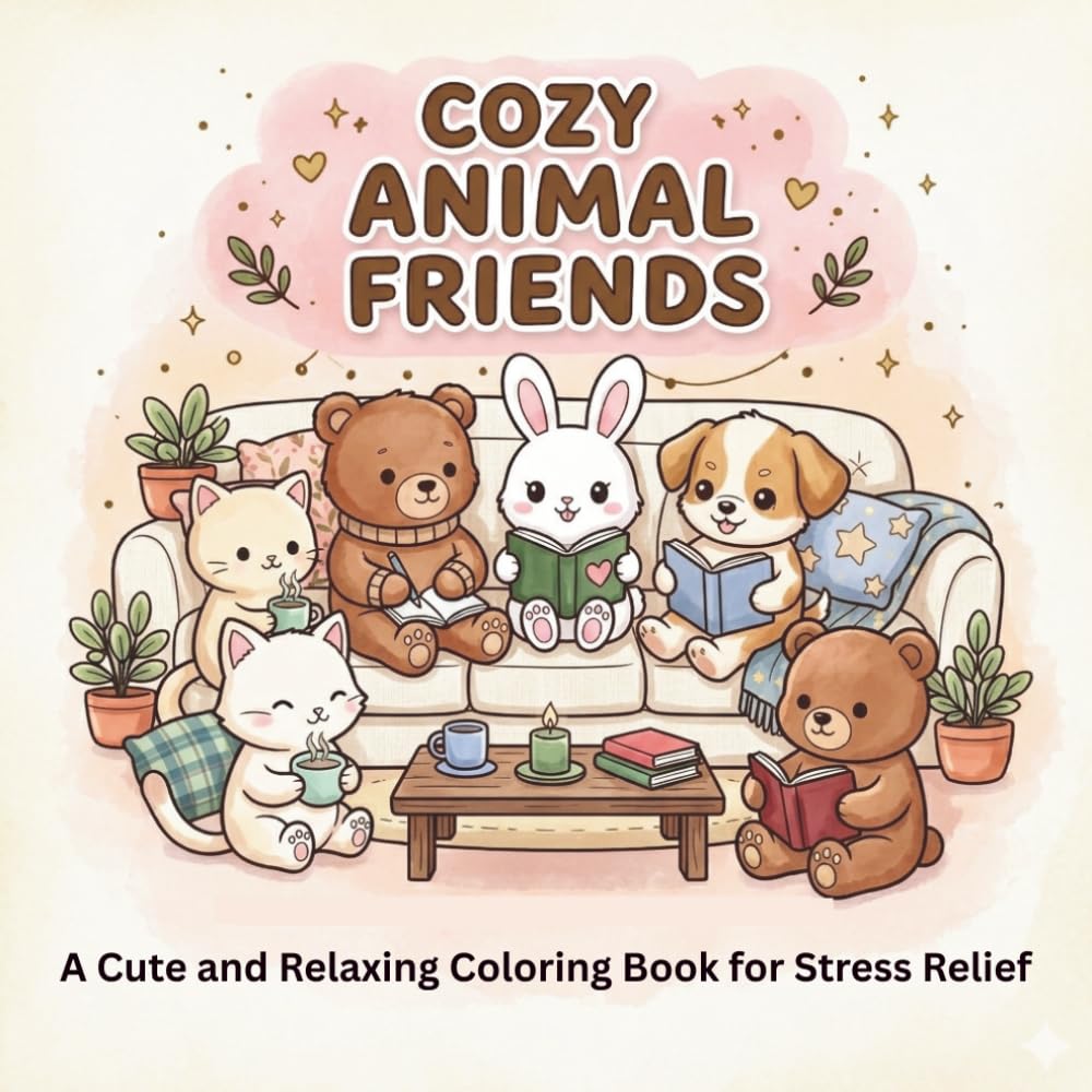 Cozy Animal Friends: A Cute and Relaxing Coloring Book for Stress Relief