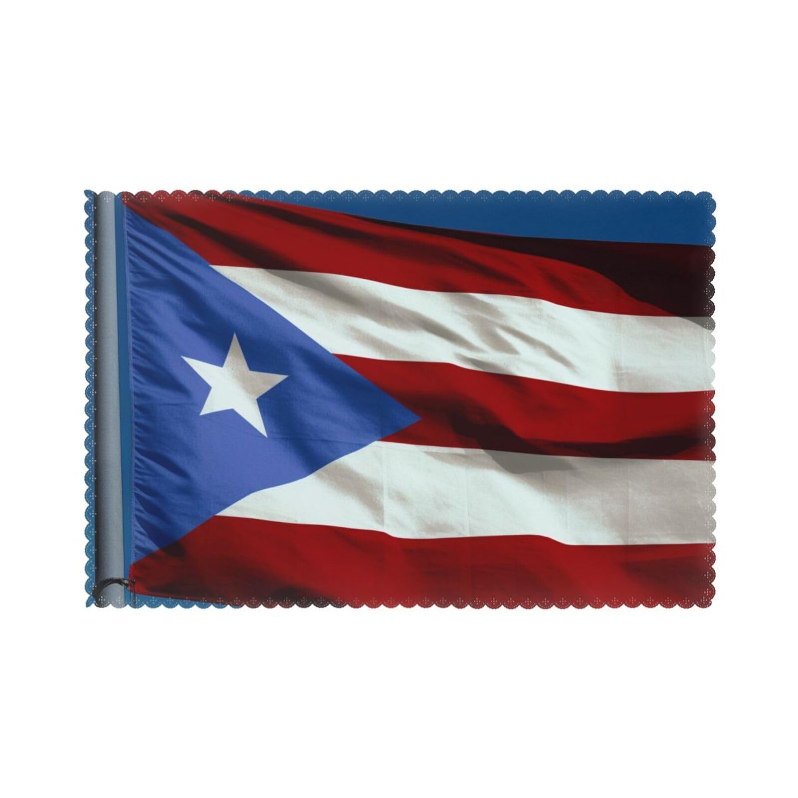 Puerto Rico Flag Printed Placemat Heat Resistant Place Mats Set of 6 PCS Washable Kitchen Table Mats, 12x18 Inch