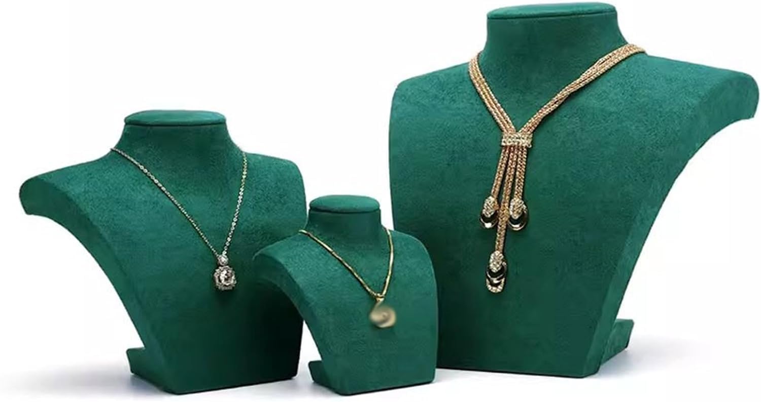 Jewelry Display Stand Jewelry Display Bust Velvet Necklace Jewelry Display Bust Stand 3-Dimensional Freestanding Pendant Chain Chokers Lockets Holder Storage Organizer - Green Necklace ring bracelet