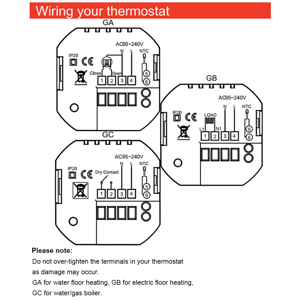 Fdit Thermostat Intelligent Wi-FI Blanc écran Tactile Contrôleur de