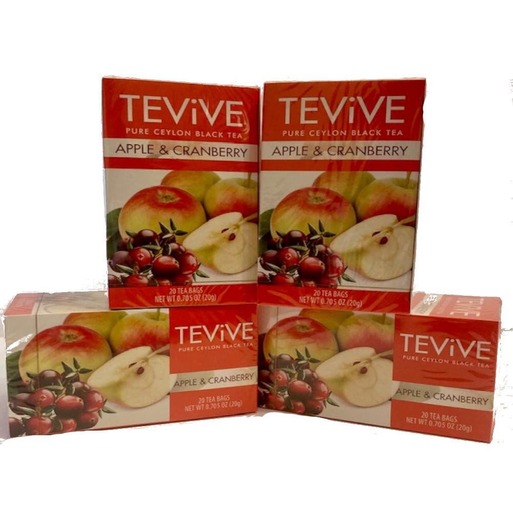 (4) QTY. TEVIVE APPLE & CRANBERRY PURE CEYLON BLACK TEA