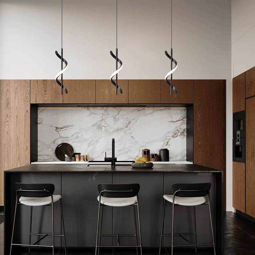Liniowa spiralna lampa wisząca, geometryczna metalowa lampa wisząca z akrylowym kloszem, lampki nocne, 13 W - żyrandol LED - 3 kolory, nordyckie minimalistyczne lampy sufitowe do jadalni