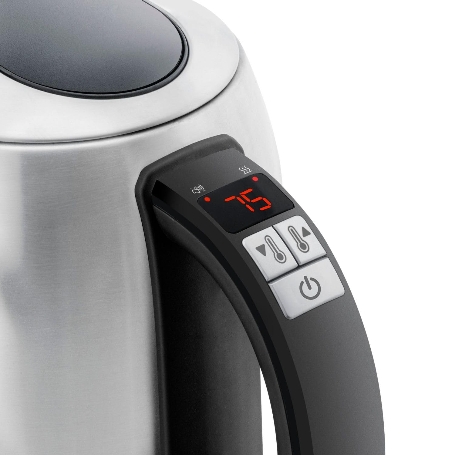 riviera&bar Bouilloire LOUNA à Température Réglable - Inox Satiné, Écran Rétroéclairé, Socle Pivotant 360°, Sécurité Anti-Surchauffe, Maintien au Chaud 30 Min - 1,5L - Inox