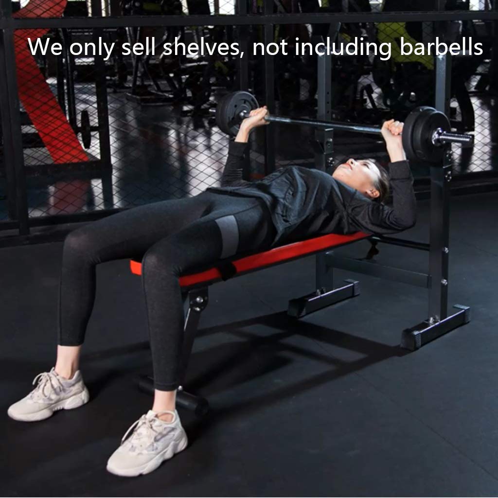 Aparato para Sentadillas Press de banca Estante para Barra de Fitness para Hombre Estante Multifuncional Soporte Ajustable Gimnasio casero en casa Plegable (Color : Black, Size : 58.4 * 120 * 110cm)