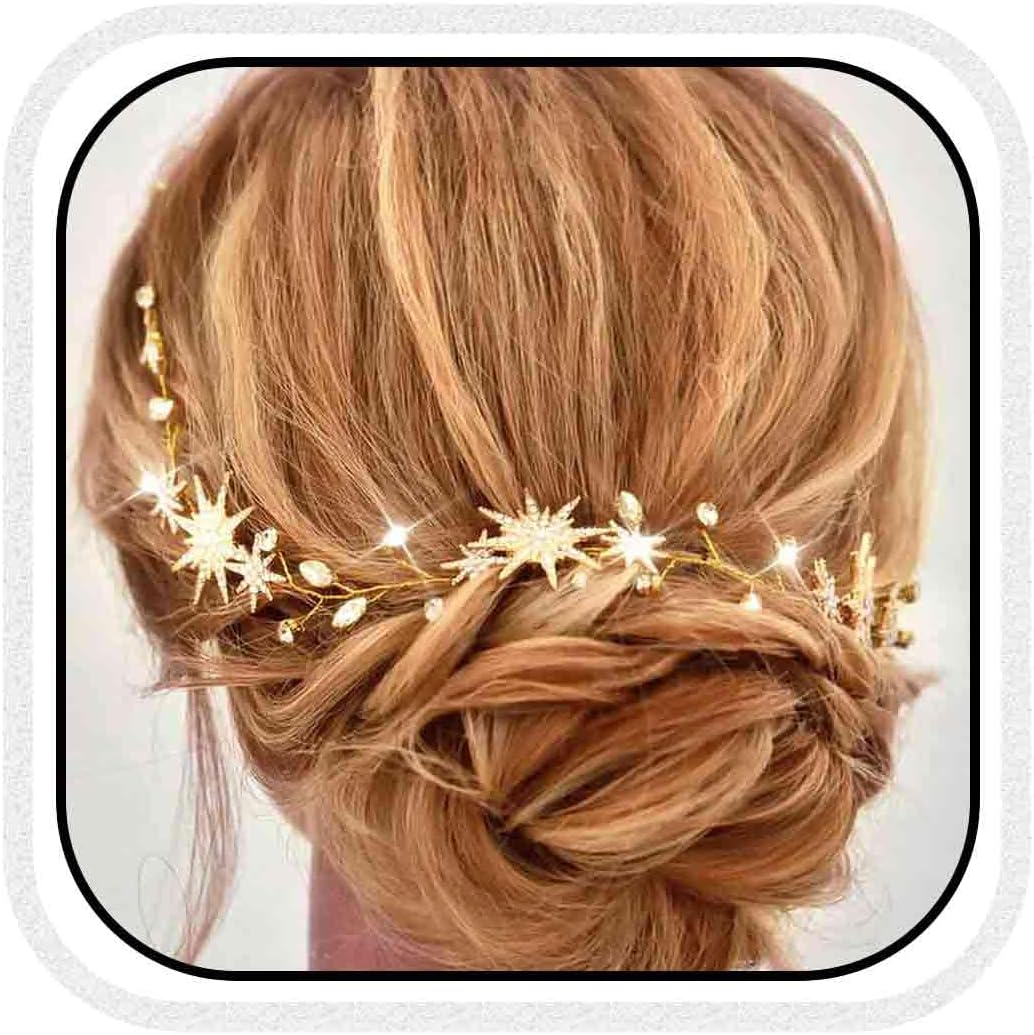 Casdre Star Hair Vine Rhinestone Bride Wedding Headband Bridal Headpieces Crystal Hair Accessories for Women and Girls Casdre Star Hair Vine Rhinestone Bride Wedding Headband Bridal Headpieces Crystal Hair Accessories for Women and Girls