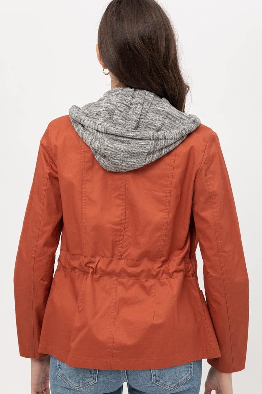 Anorak Jacket Women, Lightweight, Long Military Cargo Parka, Regular & Plus Size Small L22_rust