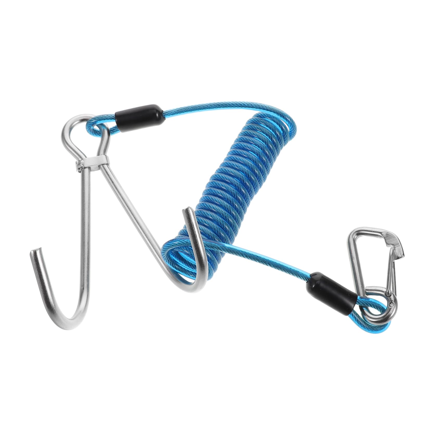 Milisten Stainless Steel Double Hook Safety Spring Rope for Scuba Diving Portable Gear for Saltwater Fishing and Diving Activities Lightweight Secure Attachment Professional Accessory