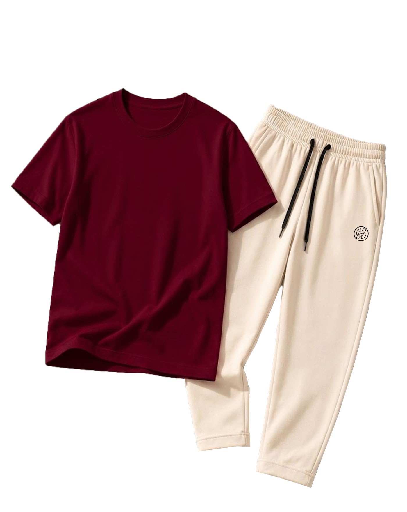 ausk Men's Cotton Blend Graphic Printed Co Ord Set | Oversized Round Neck T Shirt & Track Pant | Streetwear Casual Summer Wear Clothing Set for Men-picture-43