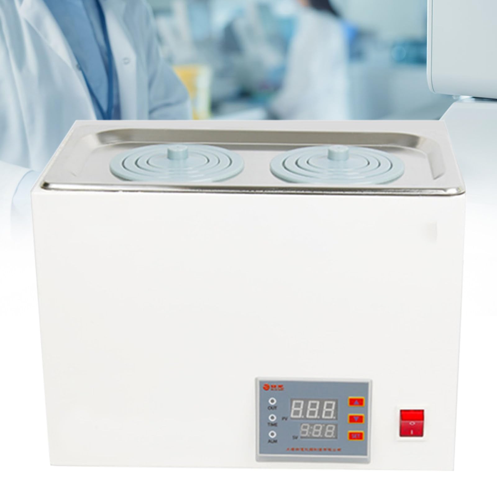 Bain d'eau thermostatique numérique 5L/8L/15L Bain d'eau de Laboratoire avec Ouvertures sélectionnables pour Laboratoire, Doublure en Acier Inoxydable 2holes
