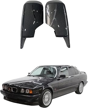 Rearview Mirror Cover for BMW Alpina B10 D10 1996-2003 OE51168238376/51168238375, ABS Car Side Cap Exterior Auto Mirror Cover Replacement Parts,Carbon Fiber