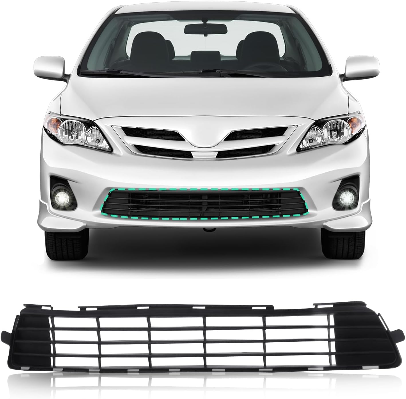 PERFIT LINER Front Bumper Lower Grille Grill 2011 2012 2013 Compatible With TOYOTA Corolla Direct Replacement Parts Primed Black TO1036125 5311202280