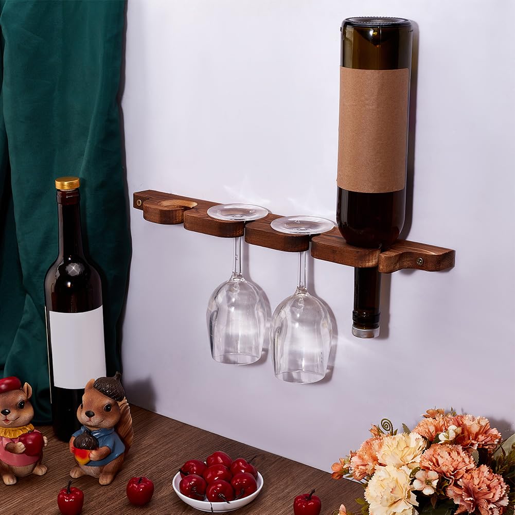 Tkxjry 2 Pezzi Portabicchieri Sospeso, 25.3 * 11 * 2cm Portabicchieri Appendere, Porta Bicchiere di Vino Appeso, Supporto per Calici Vino Senza Foratura, Wine Glass Rack, Für Familie Hotel Bar (Nero