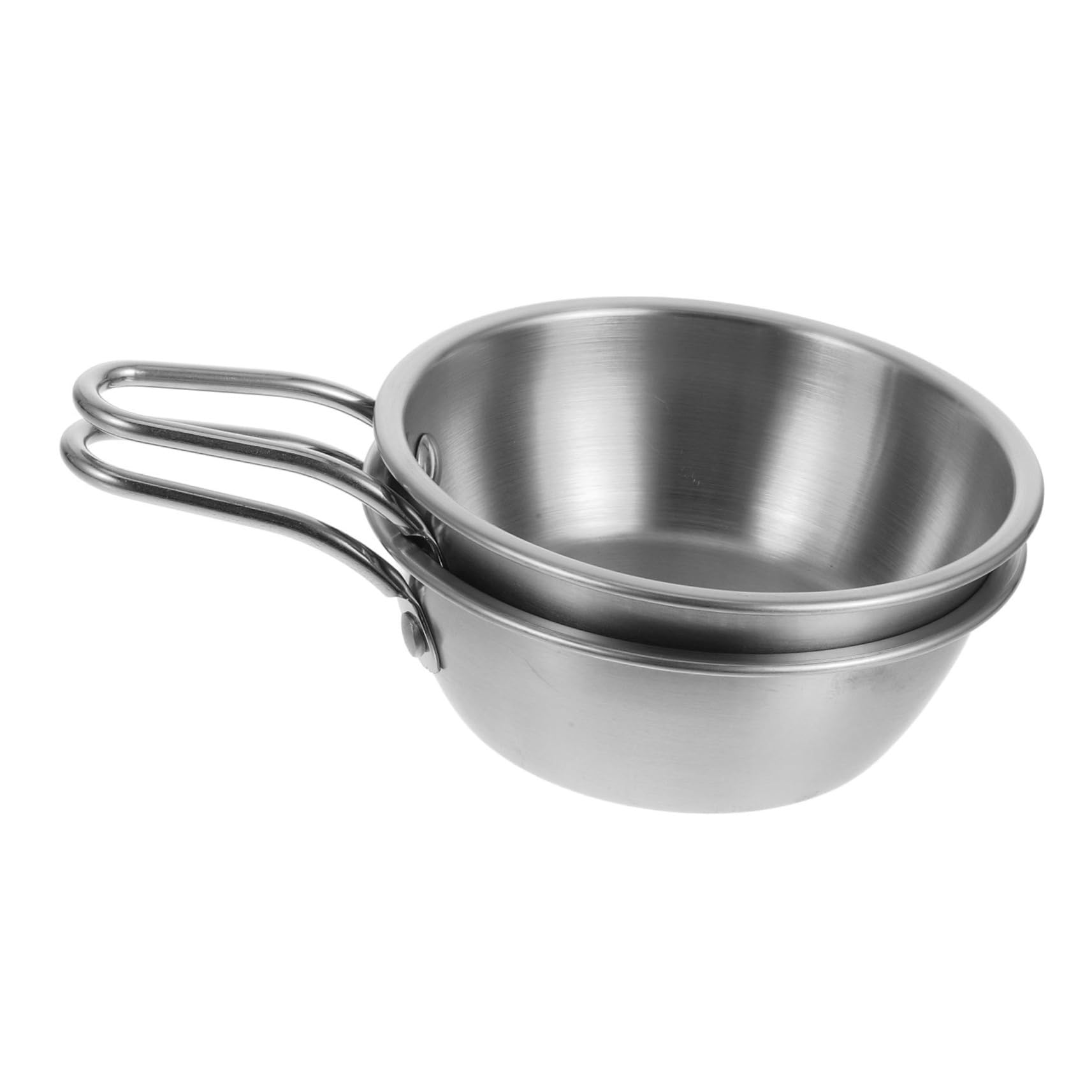 PRETYZOOM Stainless Steel Korean Rice Wine Bowl Handle Small Sauce Bowl for Korean Dishes Soup Ramen Hot Wine Home Restaurant