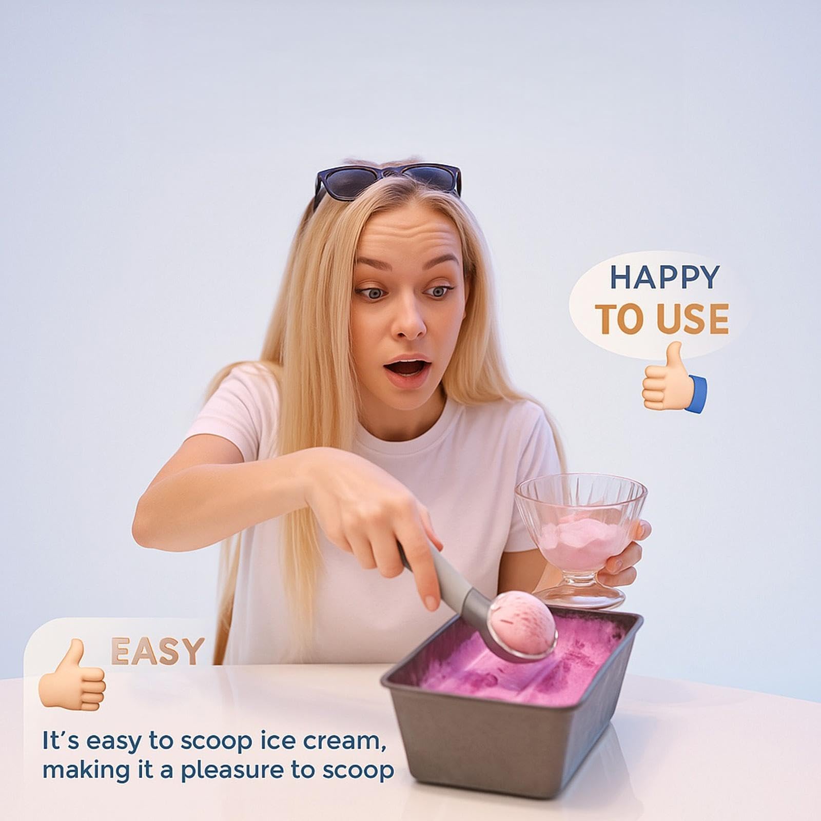 Cuillère À Glace Chauffante Électrique Chauffage Automatique Adaptée Desserts Durcis Rechargeable par USB avec Affichage LED Cuillère À Glace Électrique avec Chargement USB