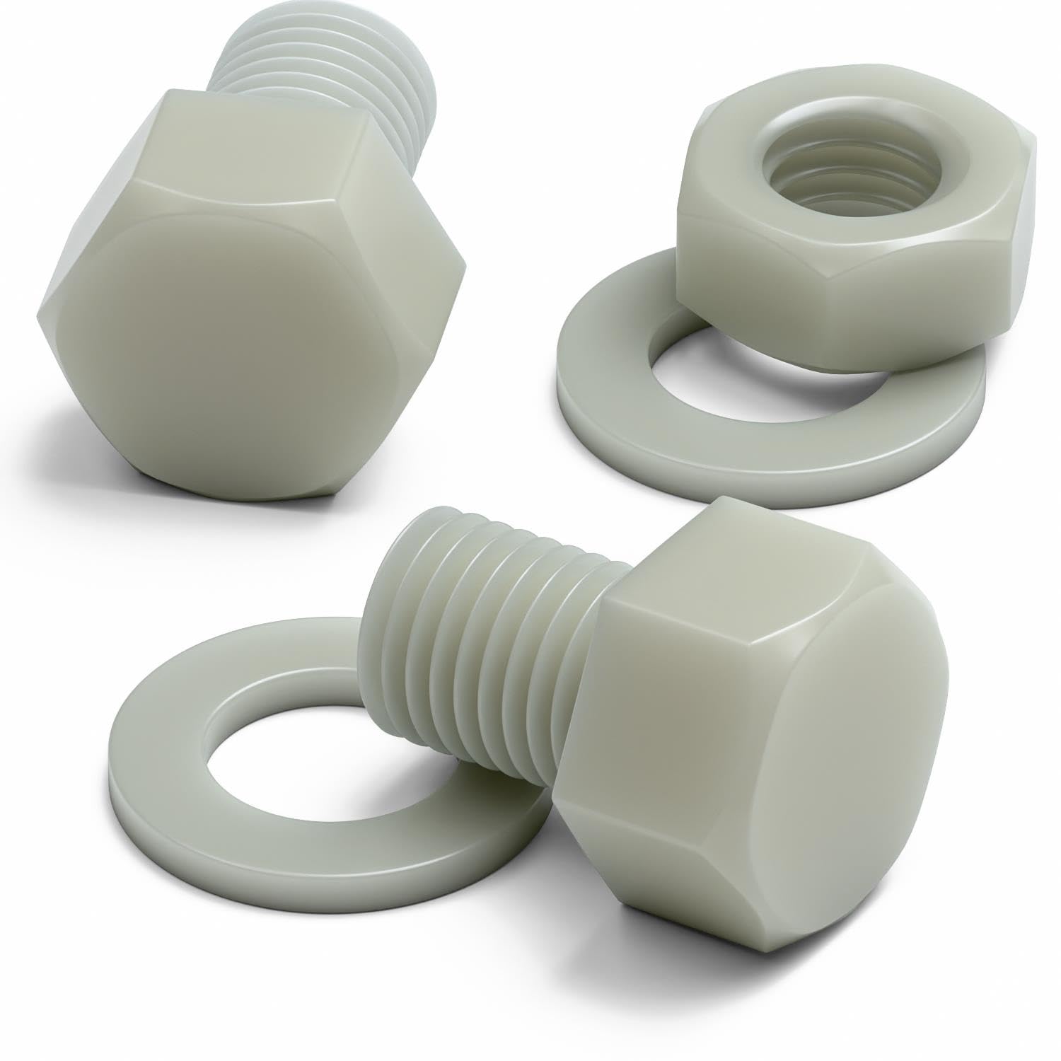 10 x Glass Filled Reinforced Nylon Hex Head M16 x 20 mm, Plastic Nuts, Bolts & Washers