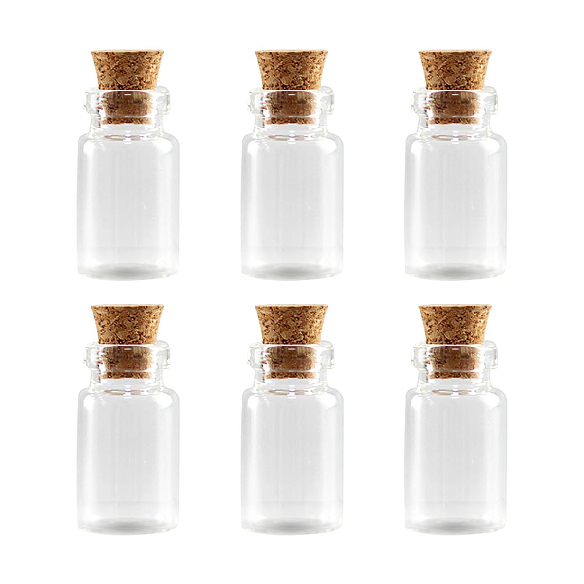 JagowaMini Clear Glass Bottles Jars with Cork Stoppers, Tiny Glass Containers for Liquid Storage, Sparkling Beads Containers for Party Decoration or DIY Craft (6 Pcs)