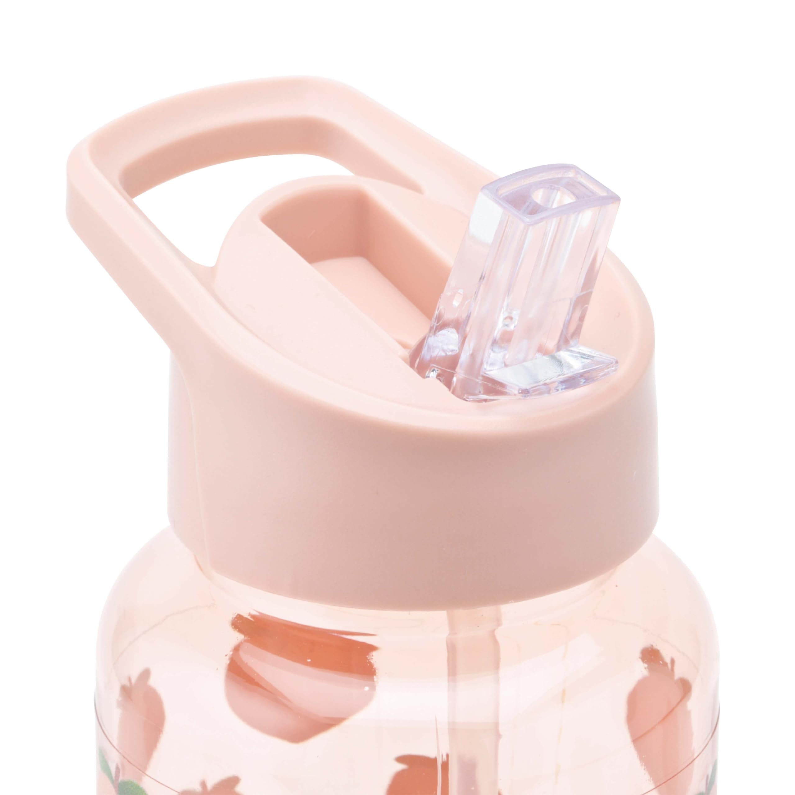 Smash 1 Litre Drink Bottle with flip top lid and straw - Peach design, 1000 ml - Image 4