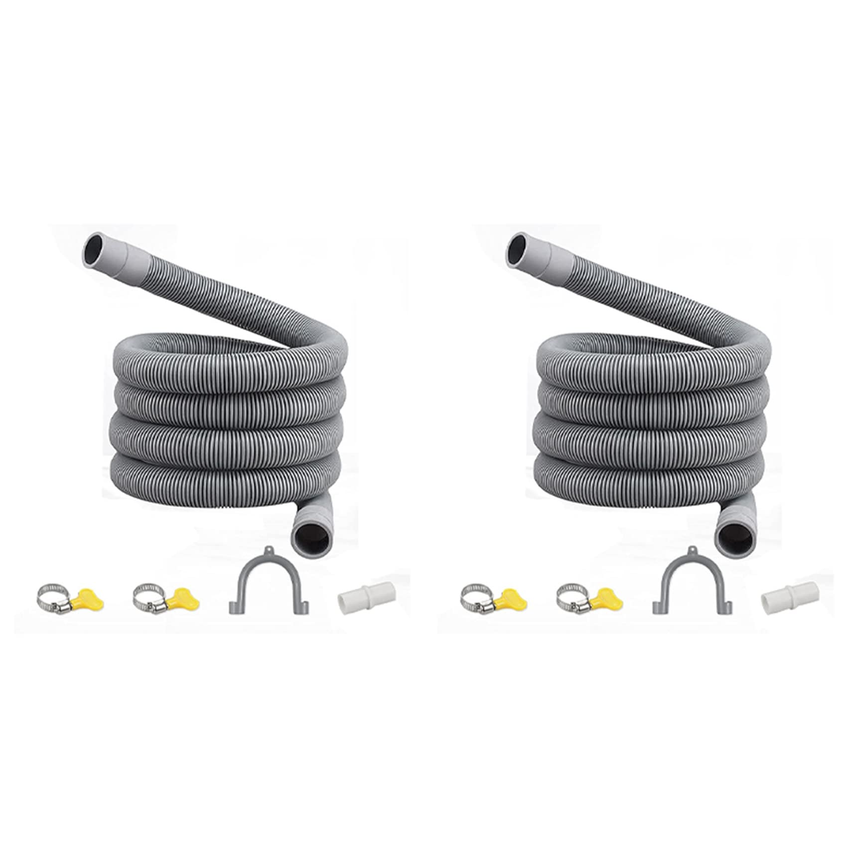 Hndhbfgrt Gray 2X Drain Hose Extension Set Universal Washing Machine Hose 1M,Include Bracket Hose Connector And Hose Clamps Drain Hoses