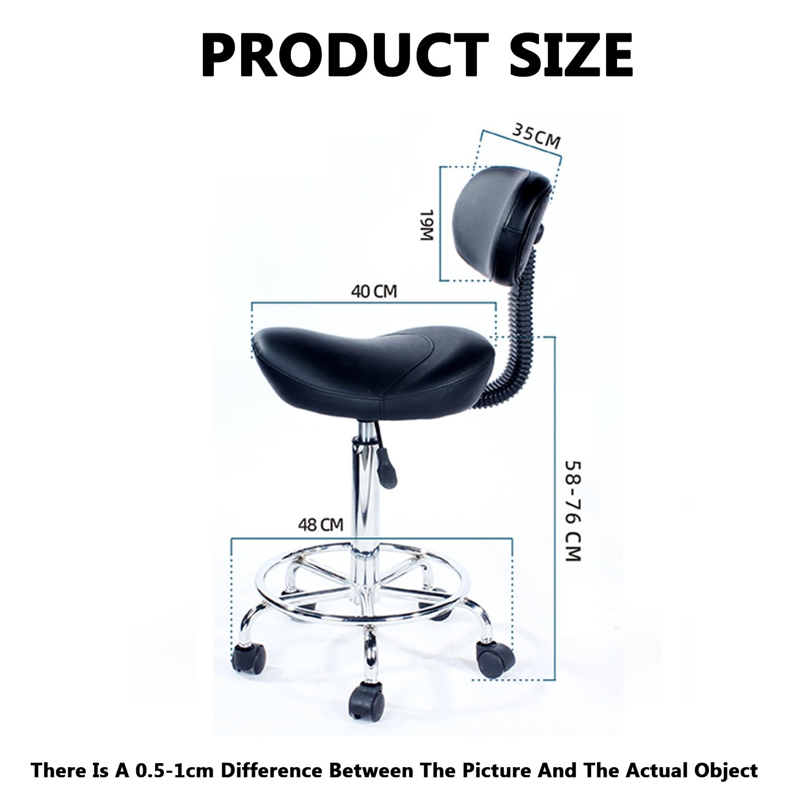 Taburete con respaldo ajustable y ruedas, silla ergonómica giratoria de 360 grados para salón, peluquería, oficina, hogar