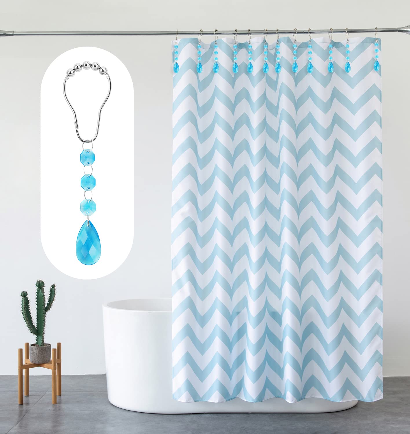 Grandmillennial Shower Curtain Clearance! Command Hooks Zainafacai 12/24Pcs Shower  Curtain Rings Rustproof Decorative Shower Dainty Shower Curtain, image size:1416x1500