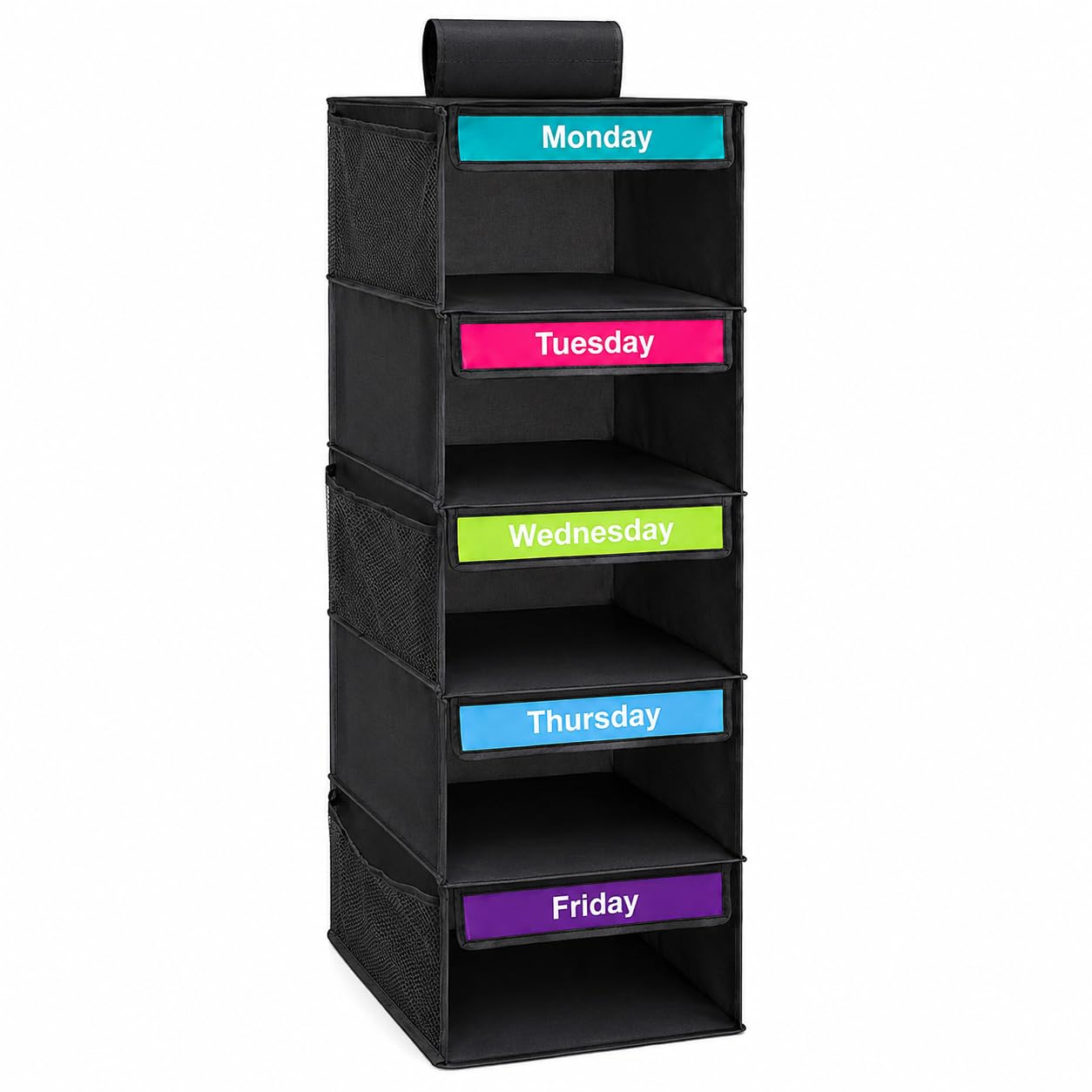 Wochen-Kleider Organizer 5 Fächer zum Aufhängen，Schwarz