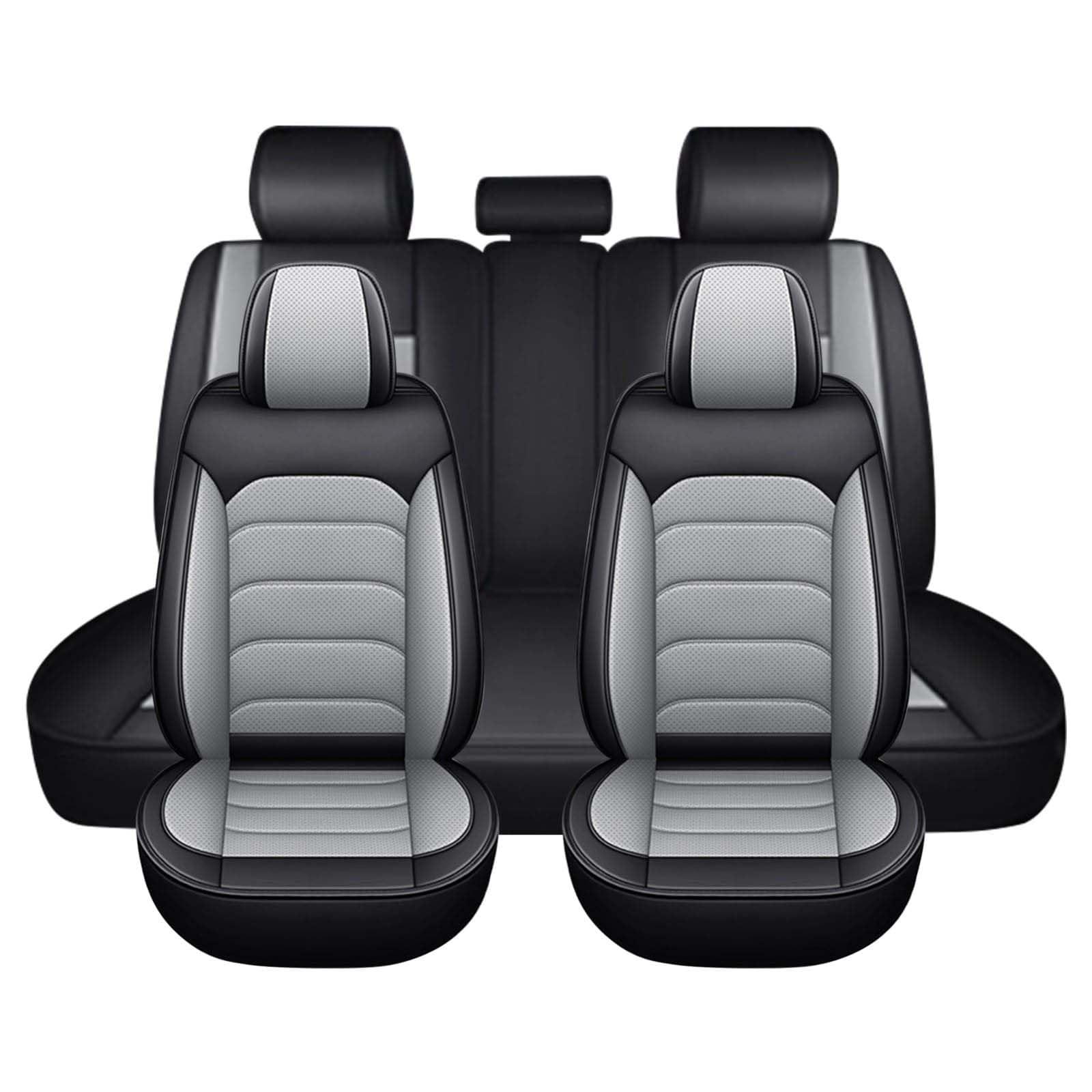 for Hyundai HB20 | i10 | i20 | i30 | Inster | Ioniq 5 | Ioniq 6 / ix25/ ix35 Car Seat Covers, Full Set Car Seat Protectors Breathable Perforated Faux Leather Seat Cushions Interior Accessories