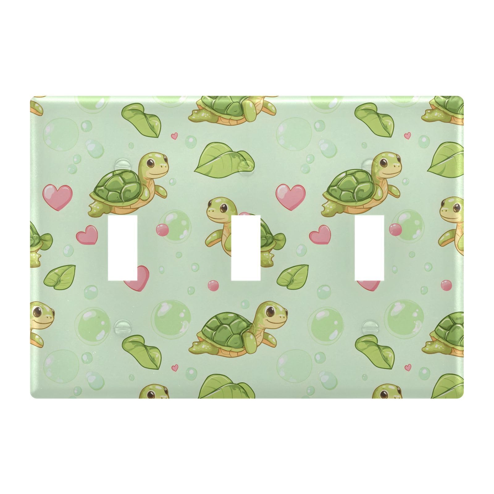 Light Switch Cover Cute Turtles Love Wall Plates for Electrical Outlets 3 Gang 202b8046