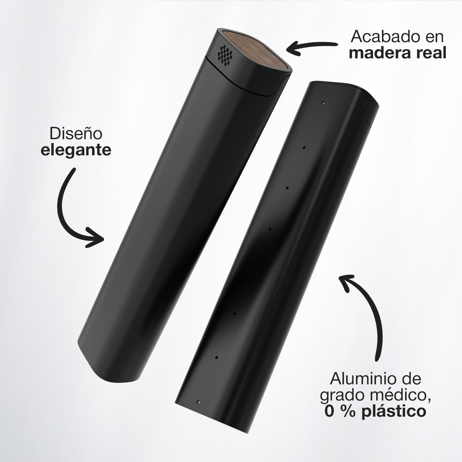 Pastillero Semanal de Aluminio Premium – 100% Metal, Base de Madera, Gran Capacidad & Diseño Elegante – Calidad Médica, Ideal para Viajes, Sin Plástico - Negro