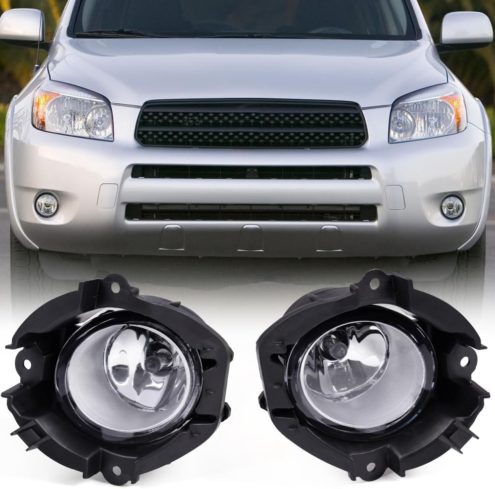 G-PLUS Pair Fog Lights Compatible with Toyota RAV4 2006 2007 2008 Clear Driving Fog Lamps w/Switch & Wiring Kit