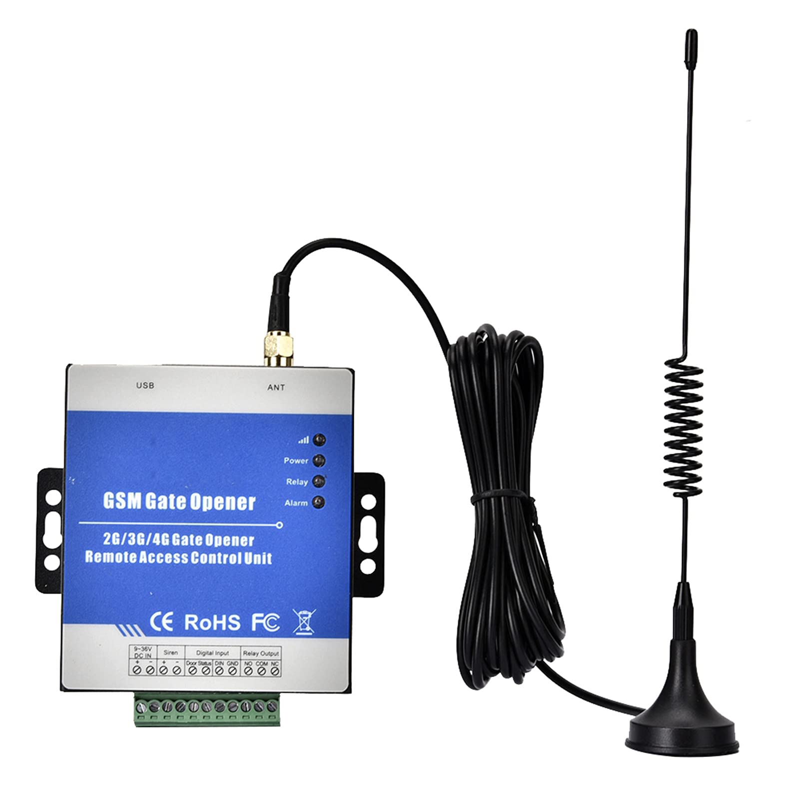 Apricancello GSM 100~240V, Telecomando Wireless RTU5025, DC 12V/1A, Controller di Accesso per Porta Garage 9 24V DC, Interruttore On/Off Remoto Chiamata Gratuita SMS per Porte(Unione Europea)