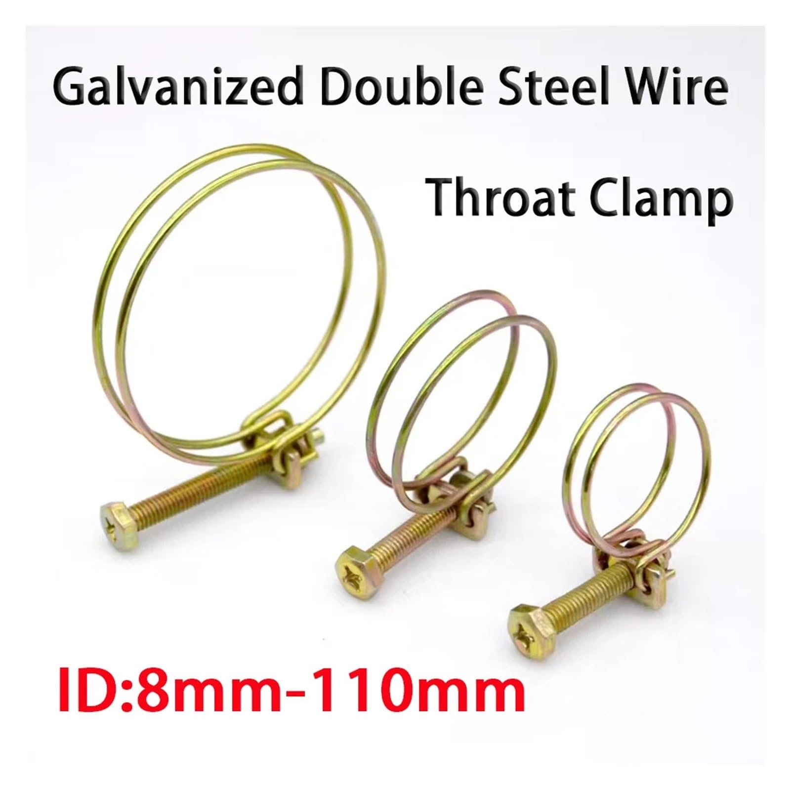 Abrazadera De Garganta Alambre Acero Doble, Tornillo Galvanizado, Manguera Agua Espesada, Tubo Bloqueo Especializado Goma(ID 92-105mm)