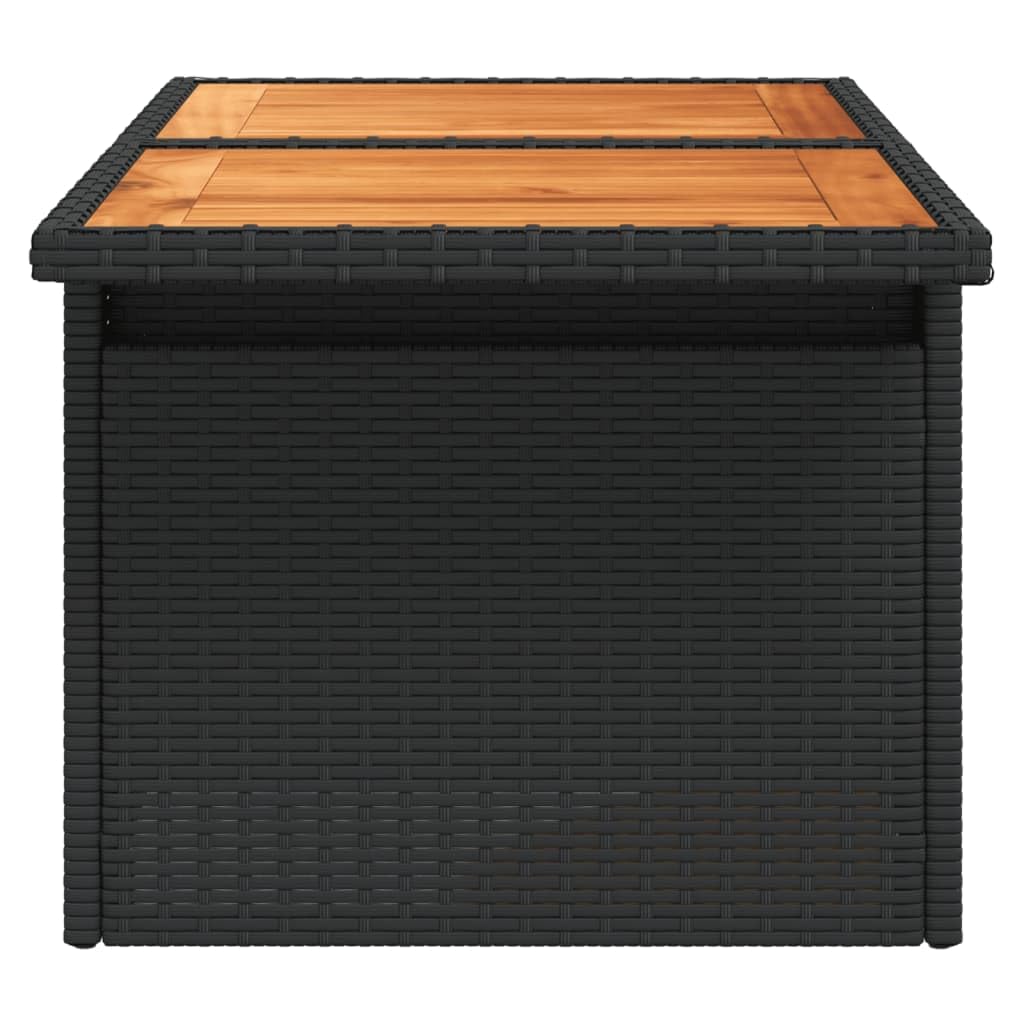 Generico Tavolo da Giardino Nero 100x55x73 cm Polyrattan e Legno Acacia,Nero,13.6kg,365976
