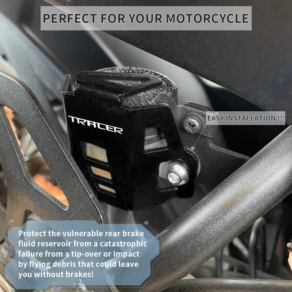 Modeer Serbatoio liquido freno CNC per serbatoio posteriore serbatoio olio protezione contenitore per Ya.maha Tracer 7/gt Tracer 9/gt Tracer 700/gt Tracer 900/gt Accessori ogni anno (nero)