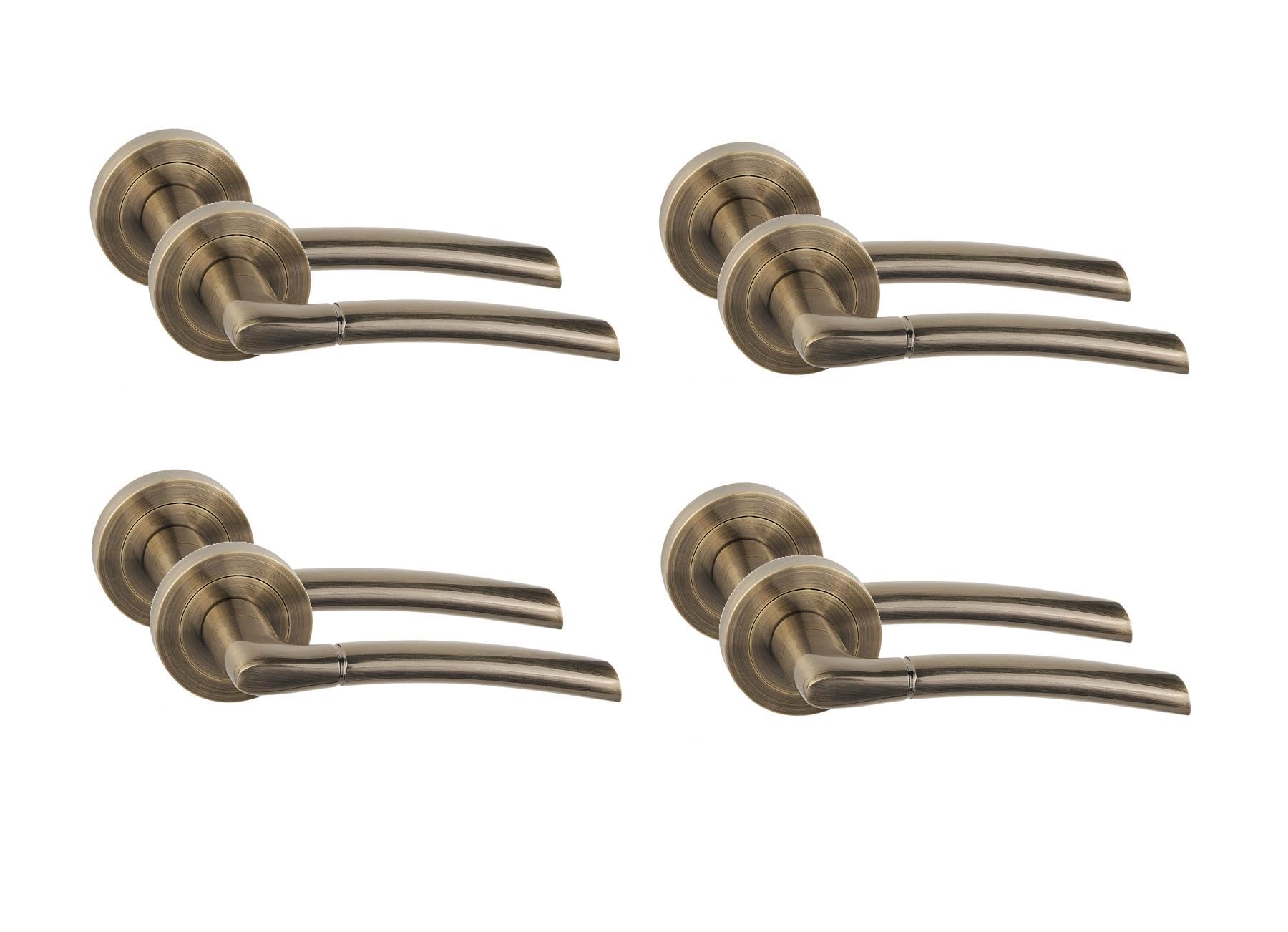 Golden Grace Indiana Brass Door Handle Pair With Spindle And Fixing 4 Pack