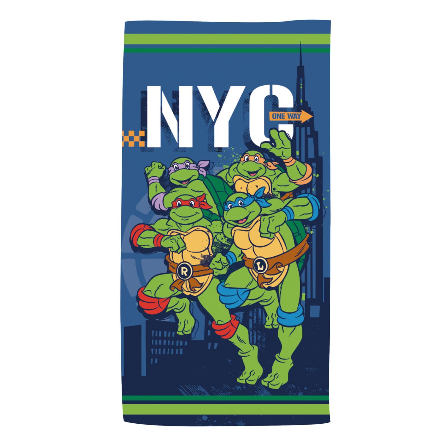 ARDITEX Toalla Microfibra Tortugas Ninja | NYC Edition | 70x140cm | Secado Rápido + Suave | Licencia Oficial | Azul Y Verde