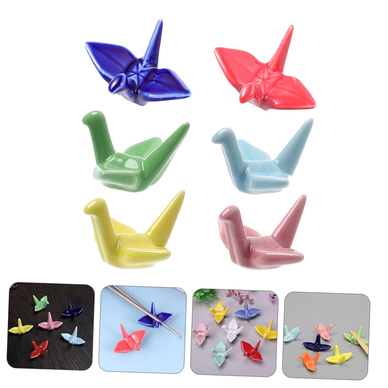 DOITOOL 24 Piezas Soporte para Palillos Cerámico Japonés, 12 Unidades Color Mixto, Reposa Palillos Pequeño y Fácil de Limpiar para Utensilios de Cocina y Adorno de Escritorio