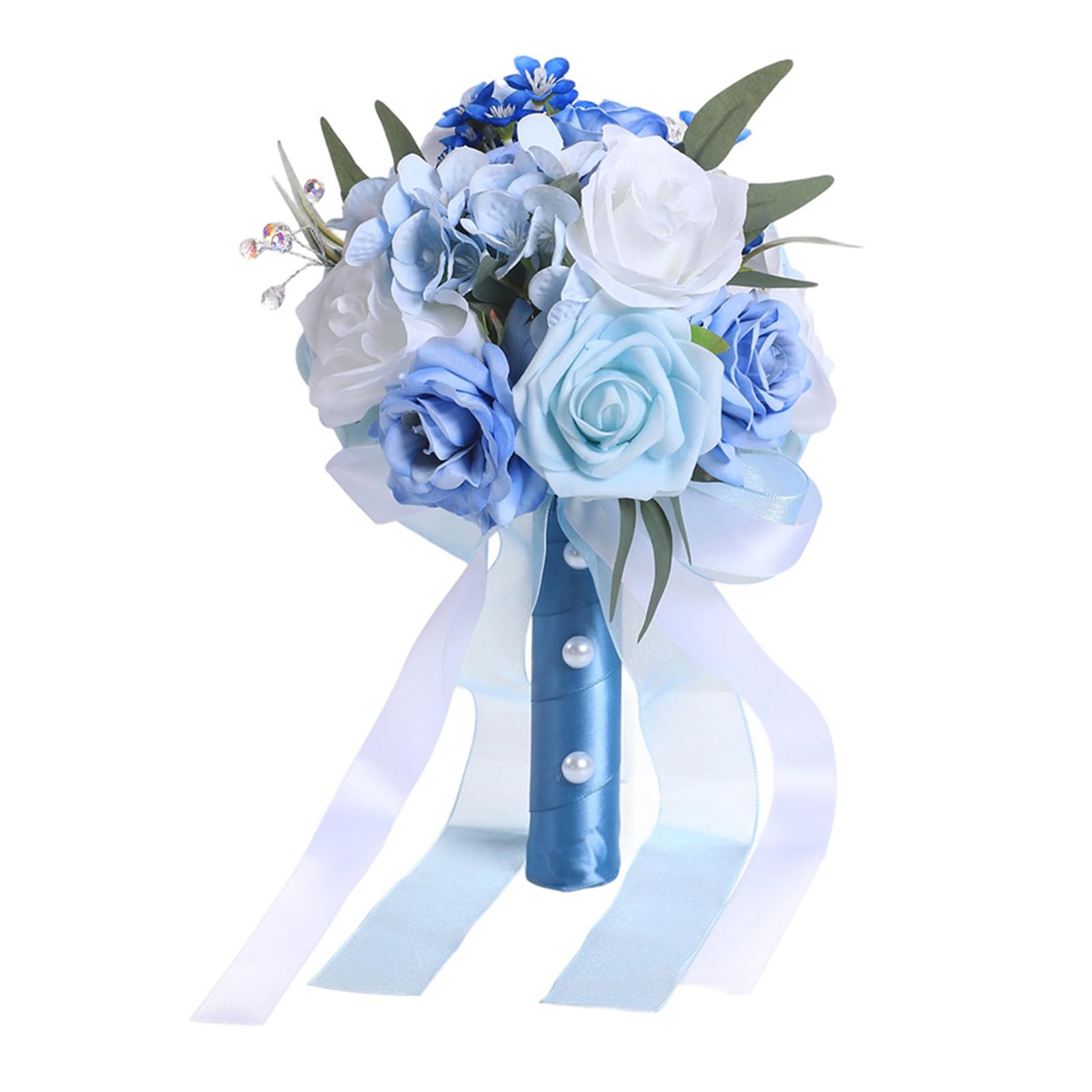 Msioytog Bouquet with Silk Rose Flower Arrangement for Bride Bridesmaid Ceremony Decoration Formal Occasion Accessories Artificial Wedding Bouquet