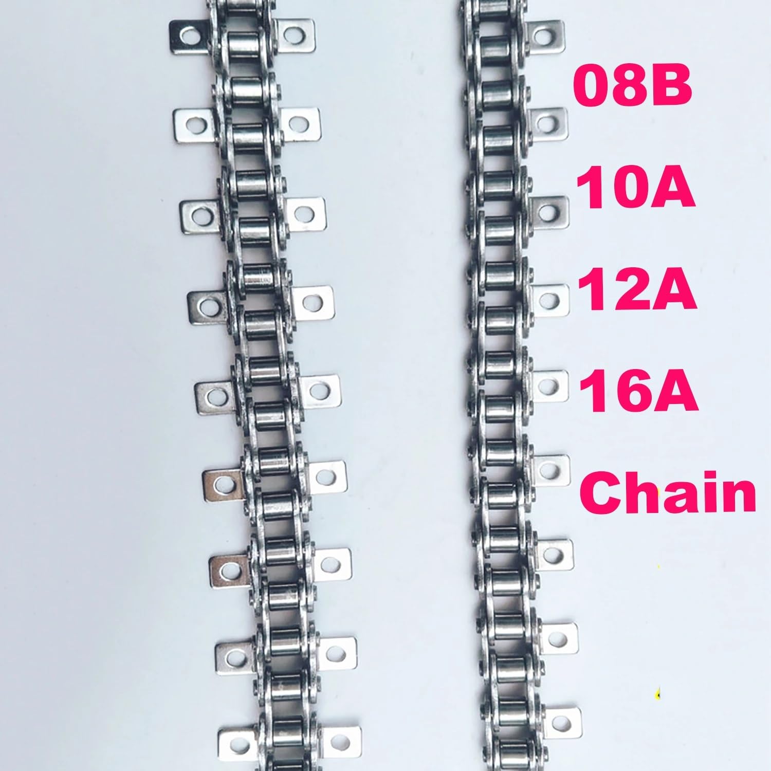 Chaîne de transmission industrielle en acier inoxydable 08B 304 avec double courbure, chaîne à rouleaux pour convoyeur, pas 12,7 mm, 1,5 m (2 Ears 1 trou)