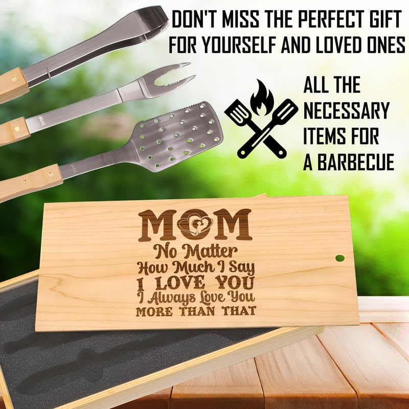 Set de Herramientas BBQ Grabado para Mamá Acero Inoxidable miniatura 2