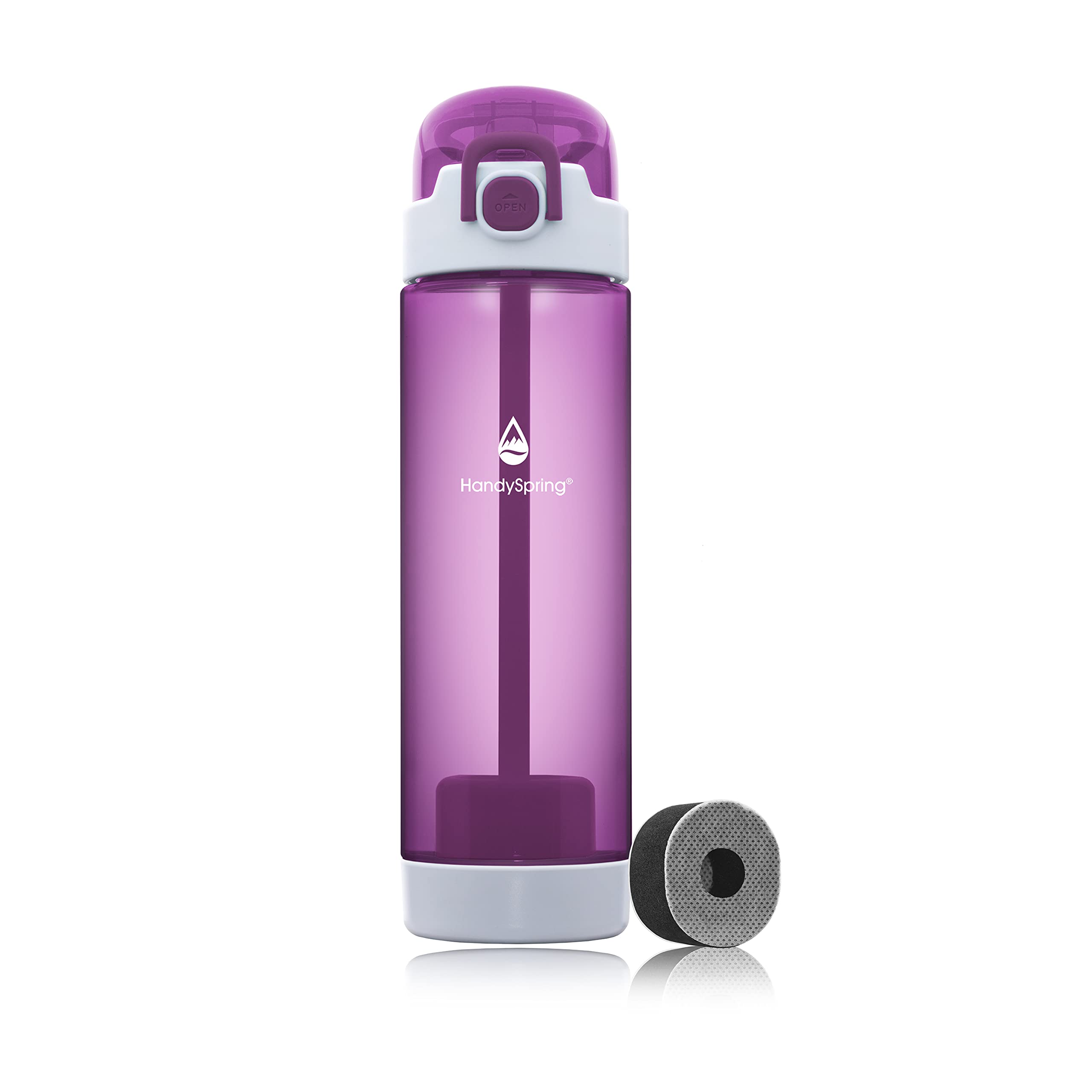 HANDYSPRINGWater Bottle With Filter, Filtered Water Bottle, Water Filter Bottle, Water Bottle With Straw, BPA Free Hydrate Water Bottle, Portable Water Filter, 26 Oz Filter Water Bottle (PURPLE)