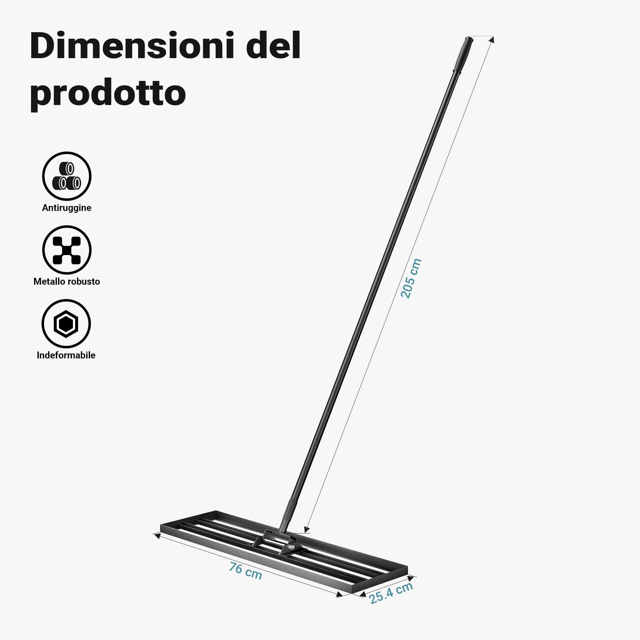Wiltec Rastrello livellatore in alluminio 75 x 25 cm, per livellamento e sabbiatura di terreni prati