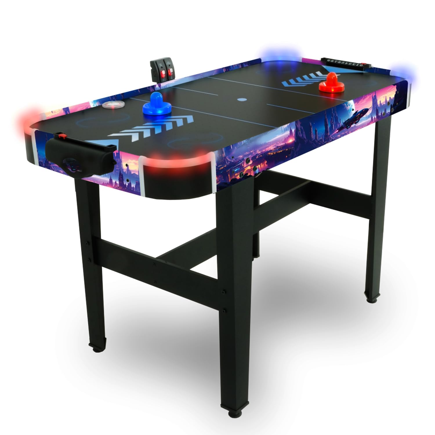 LED-Airhockey Spieltisch von FASports, Air Hockey Kinder/Jugendliche ab 8 Jahren, Airhockey Spieltisch mit Luft inkl. leuchtende Pusher und Pucks