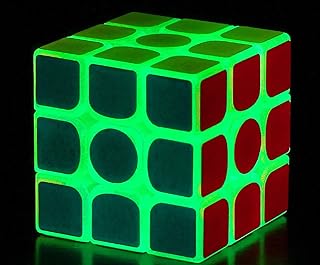 3x3 Fluorescent Speed Cube 3x3x3 Glow in Dark Luminous Speed Cube 3 by 3 Magic Cube Puzzle Toy Brain Teasers IQ Puzzles Game Toys for Children Adults (Green Luminous)
