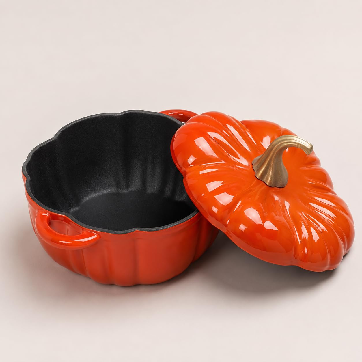 Cocotte en fonte émaillée créative en forme de citrouille avec couvercle, casserole antiadhésive, casserole à soupe profonde, plaques à induction et four
