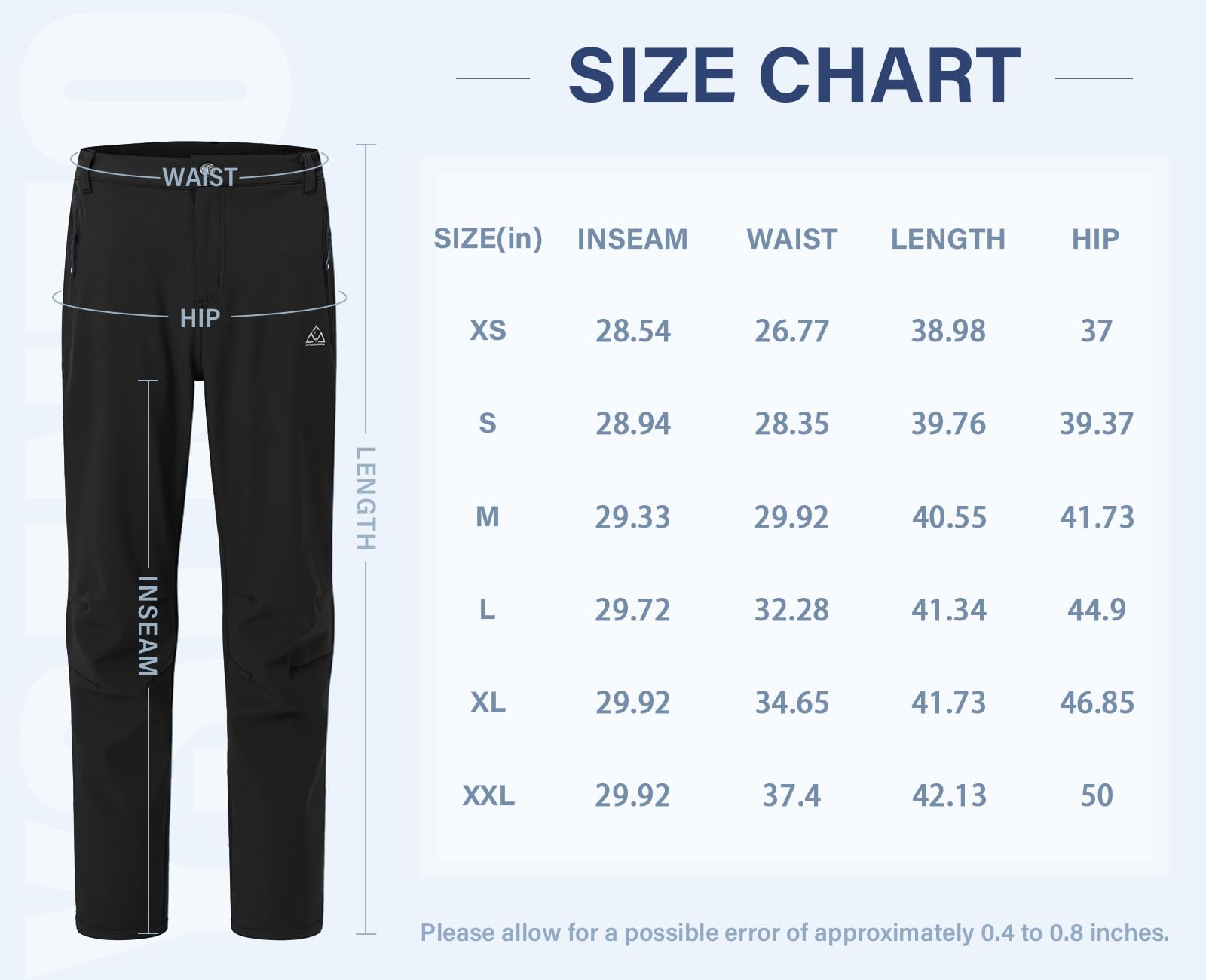 YSENTO Women's Fleece Lined Pants Winter Snow Ski Waterproof Insulated Softshell Hiking Mountain Pants Black Size M