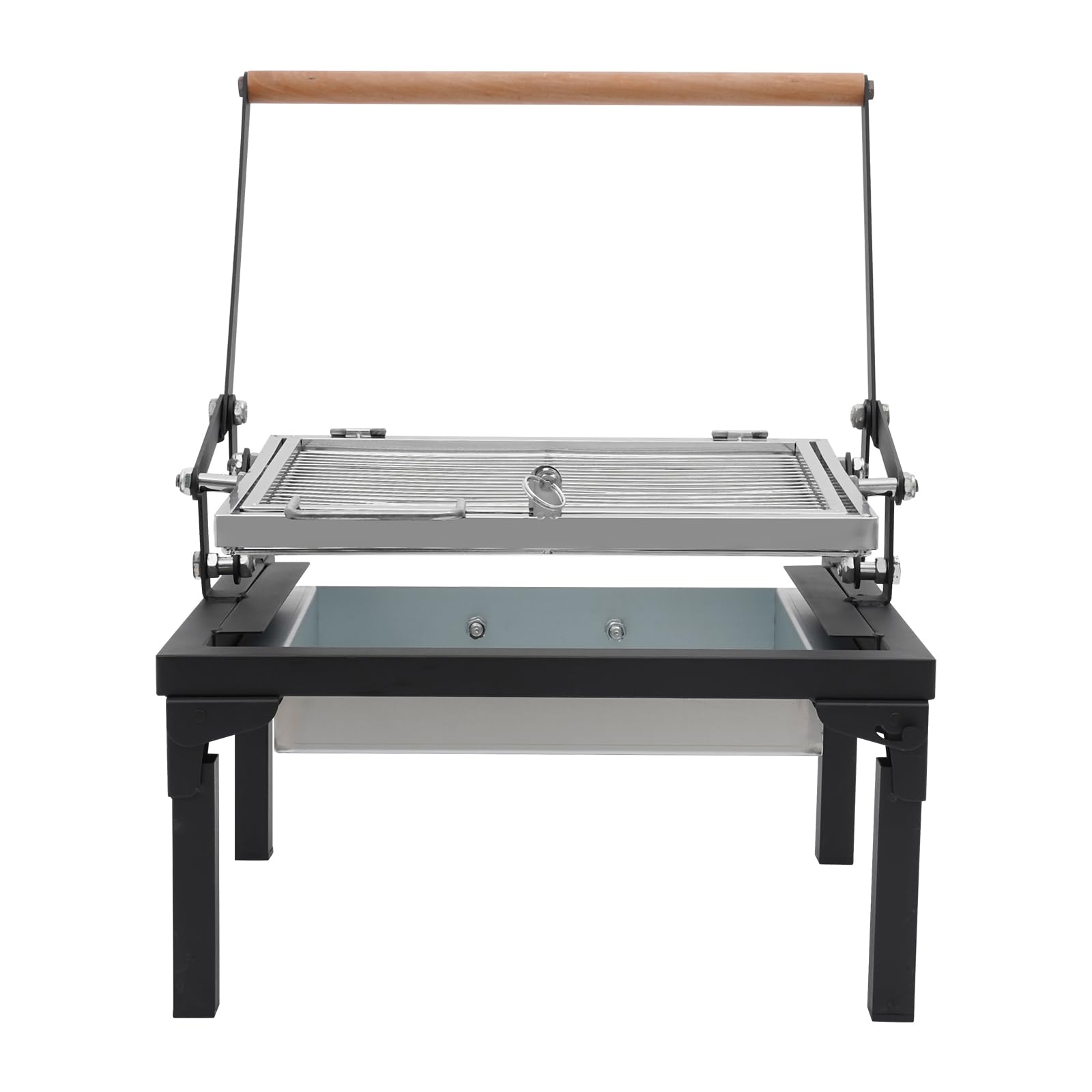 Joyfair - Griglia a carbone con 2 griglie per barbecue, 35,6 cm, piccola griglia portatile con coperchio di bloccaggio, per campeggio all'aperto, patio, barbecue in cortile, cucina da tavolo